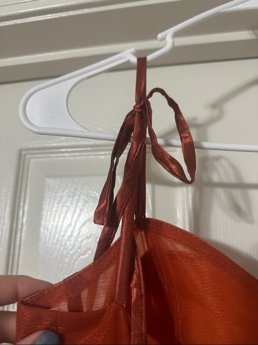 Rust Red Ruffled Tulle Gown - Picture 6 of 8